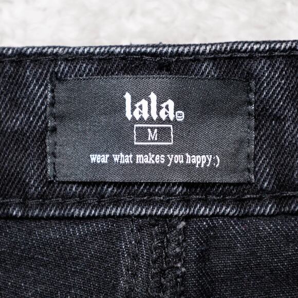 Dressed in LaLa Effortlessly Cool Wide Leg Denim Throwback Black Womens M 32x31 - Picture 4 of 14
